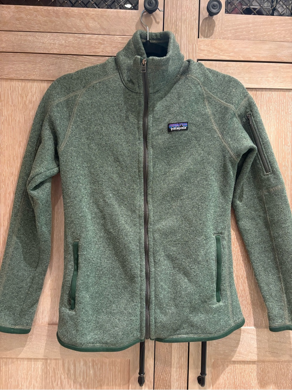 Patagonia Womens Olive Green Full-Zip Fleece Jacket Size Small